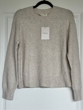 NWT! EVERLANE The Cocoon Crew in Plush Cotton, Heathered Oat, Size Small